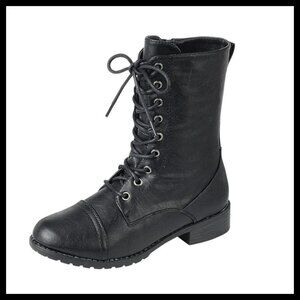 Forever Link women's black combat boots, size 9